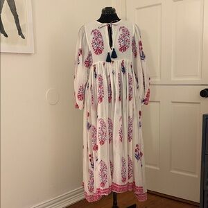 Dolma Elegant White and Red Floral Maxi Dress